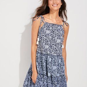 Vineyard Vine Women's Blue Floral Tiered Dress